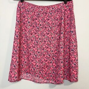 Loft Floral Faux Wrap Pink Skirt